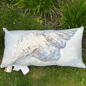 Pottery Barn Pacific SHELL Indoor Outdoor Pillow 16x30" Beach Coastal NEW Decor